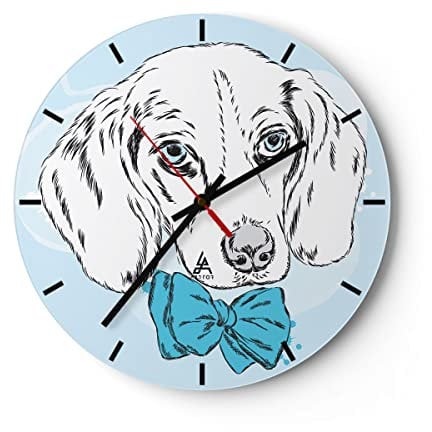 Modern Wanduhr Hund Labrador Auge Portrait 30x30cm Rund Klein Wand Uhr Glas Analog Zimmeruhren Küche Büro Wohnzimmer Glasuhr Wall Clock Dekoration Design Wanddekoration Küchenuhr C3AR30x30-3114
