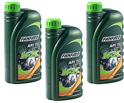 FANFARO M-2T API TC Lot de 3 bouteilles d'huile moteur 1 l