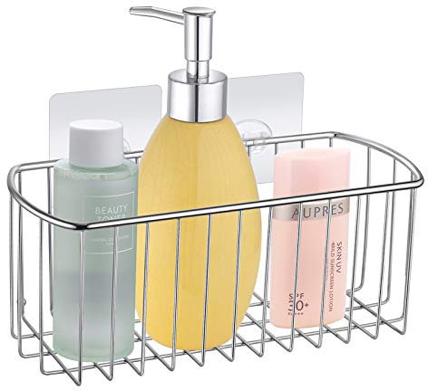 Maxhold Auto-Adhésif Panier Rectangulaire - Pas de Perçage - Panier de Douche en Acier Inoxydable - Ne Rouille Jamais - Étagère de Rangement de Salle de Bain et de Cuisine