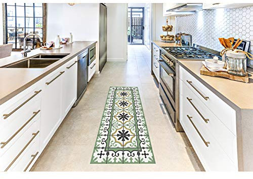 Teppich Mosaik Zimmer, PVC | verschiedene Größen | Teppich PVC | Vinylboden | Dekoration für Zuhause | Boden Sintasol | Bodenschutz | 200x300cm grün