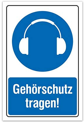 Aluverbund Hinweis Schild 30x20cm Wetterfest Kratzfest Rostfrei UV beständig - Gehörschutz tragen