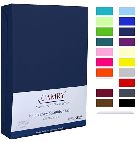 Camry Spannbettlaken Topper 180x200cm Navy Baumwolle Bettlaken Jersey Spannbetttuch Oeko-Tex 100