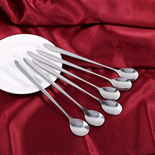 Cuillère à MazagranCuillère à Café à long Manche Cuillères à Mélanger, 6Pcs Cuillères en Acier Inoxydable Lunch Box