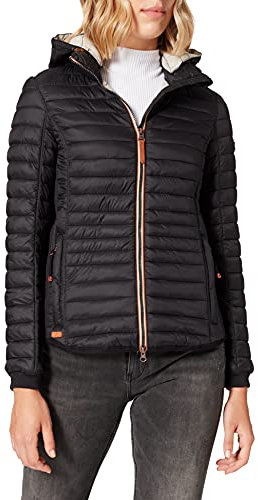 camel active Damen leichte Steppjacke mit Abnehmbarer Kapuze Schwarz, womenswear-44