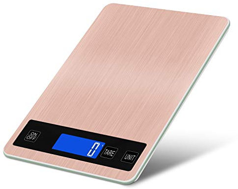 Food Kitchen Scale, Digital Kitchen Scale Baking, Cooking Scale, USB Charging Mini Food Electronic Scale Cooking, Keto and Meal Prep, Stainless Steel (Rose Gold, 10kg)