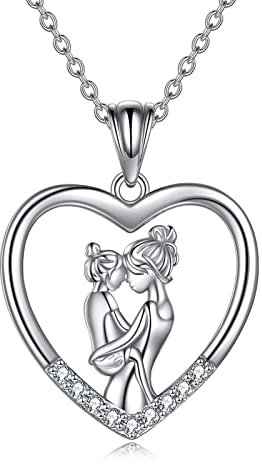 YAFEINI Geschenke für Mama 925 Sterling Silber Mutter und Tochter Halskette Muttertag Kette Geburtstag Anhänger Schmuck für Mama Damen