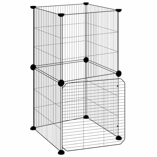 vidaXL 8-Panel Pet Cage with Door Black 35x35 cm Steel