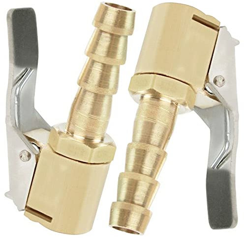 LABUYI 2 Stück Autoventil Hebelstecker Air Chuck,Hebelstecker Autoventil,Auto Ventilstecker für Reifenventile mit Ventilgewinde,Reifen Ventil Luftpumpe Clip,Druckluft Ventilstecker,Messing,8mm