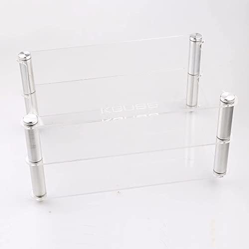 Jieotwice HiFi Ständer, Acryl, 2 stöckig, Audio Rack, Aluminium Ständer, klein, transparent, Doppel Schreibtischständer für HiFi Audio Geräte, Verstärker, Verstärker, Audio