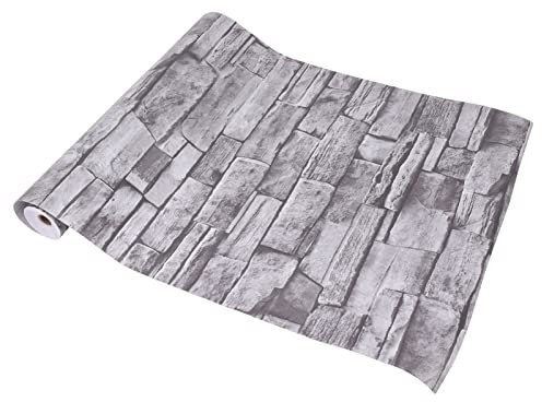 Tyenaza Papier Peint Brique 3D, Pierre Peler Et Coller Papier Peint PVC 3D Auto-adhésif Papier Peint Brique Vintage pour la Décoration de la Maison Gris