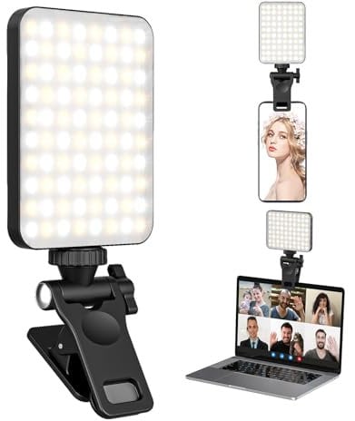 XINBAOHONG LED Video Light, Mini Selfie Light Rechargeable Clip-on Ring Light for Phone Laptop Tablet and Computer Dimmable Fill Lamp for Conference Zoom Call Photography Makeup Picture