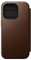 Nomad Moderne Horween Folio-Schutzhülle aus Leder für iPhone 15 Pro, kompatibel mit MagSafe Wireless Charging Wallet Case & Drop Protect – Rustikales Braun