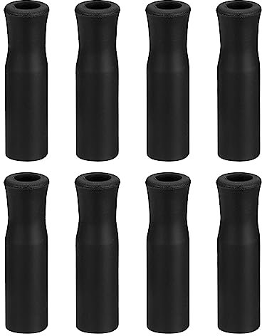 Sourcing Map 8pcs Silicone Straw Tips, Black, Soft, Flexible, Reusable, Eco-friendly, Fit for 1/4 Inch (6mm) Metal Straws