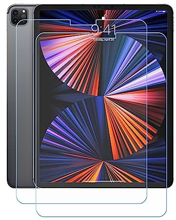 2 Stück Panzerglas Schutzfolie für Apple iPad Pro 12.9 2021 (12,9), 9H Härte Gehärtetes Glas Panzerglasfolie Anti-Kratzer/Anti-Fingerabdruck/Anti-Fall Displayschutzfolie.