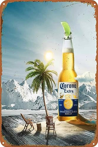 Corona Extra Blechschild, Wandkunst für Männerhöhle, Kunstposter für Bar, Kneipe, Garage, Küche, Garten, Badezimmer, Büro, Zuhause, 20,3 x 30,5 cm