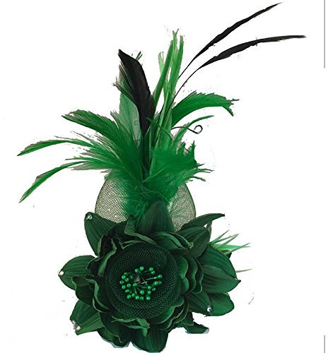 Damen Federbrosche,Straußenfeder Ansteckbrosche Feder Blume Strass Brosche Pins Kleid Zubehör Fascinator Hut Blume Mesh Haarschmuck Haar Clip Trachten-Brosche Kopfbedeckung für Party Bankett Hochzeit