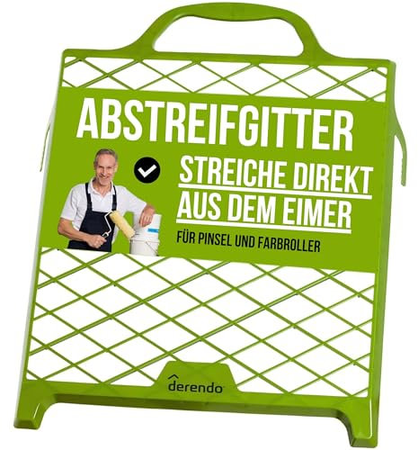 Derendo Abstreifgitter 10 Liter Abstreichgitter für Wandfarbe 29x27cm, Farbgitter Kunststoff Profi Malergitter für herkommliche Farbeimer 1er, 2er und 3er Set (2 Stück)