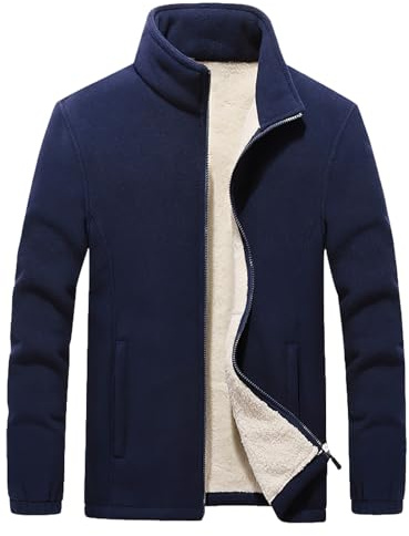 Jamron Uomo Taglie Forti Inverno Giacca in Pile con Cerniera Calde Giacche in Felpa con Colletto e Tasche con Zip (S-6XL)