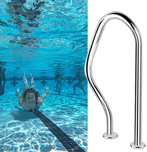 Pool-Sicherheitshandläufe, Schwimmbad-Treppengeländer, Haltegriffe für eingelassene Pools, Pool-Handlauf aus Edelstahl, 350 Pfund, Tragfähigkeit mit Zubehör