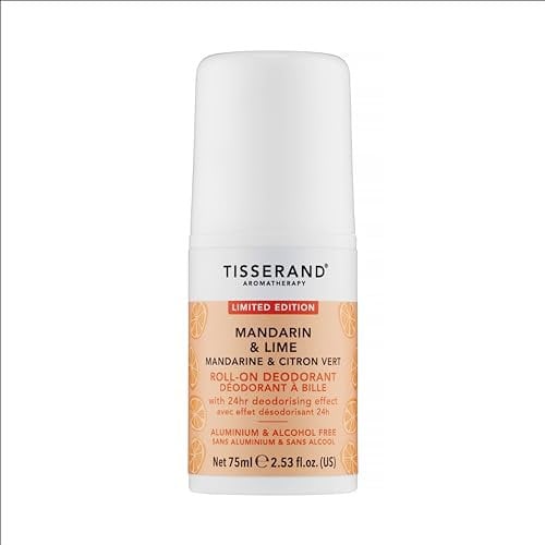 Tisserand - Natural Roll-On Deodorant - Mandarin & Lime - Unisex - 75ml - Organic & Long-Lasting Protection - 1 x Deodorant Bottle