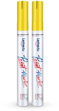 LEMEITU Paint Pens,2 Count Permanent Oil Based Paint Markers,Never Fade Marker Pen,for Office, Art projects, Rock Painting, Ceramic, Glass, Wood, Plastic, Metal, Canvas,Yellow