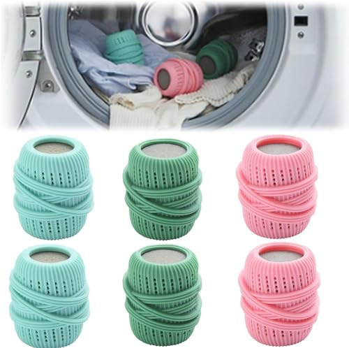 3-teiliges Set Waschmaschinen-Wäschekugeln, Weichspüler-Spender, Wäschekugeln zum Entfernen, Waschball, Trockner, Waschschwamm, Haushaltsersatz (6 Stück)