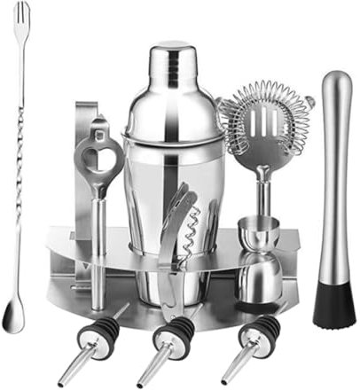 Cabilock 12 Piezas agitador de Acero Inoxidable Kit coctelería Kit de coctelería batidoras batidor de coctéles Mezclador Bebidas Barman Kit Mezclador de Bebidas cóctel licuadora Colocar