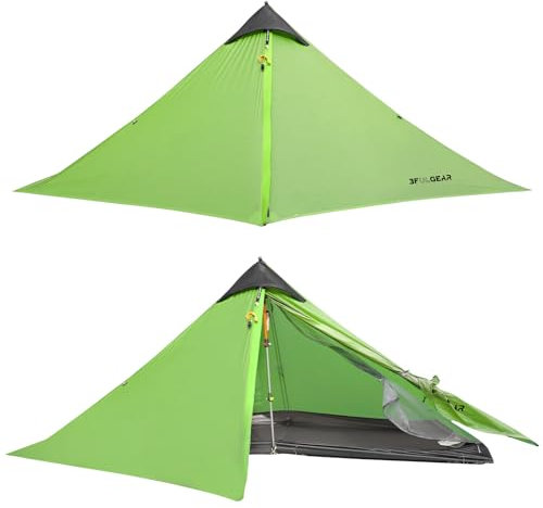 ROOMEDAL 3F UL Gear Lanshan Ultraleichtes Zelt, wasserdicht, professionelles Wanderzelt, 1 Personen-Zelte für Camping, 3-Jahreszeiten, Rucksackreisen, Zelt (Grün - 1 Personen, 3 Jahreszeiten)