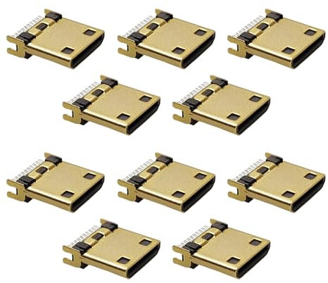 MOUDOAUER 10Pcs 19 Pin Gold Plated MINI HDMI Male Connector Soldering Wire Type Connectors