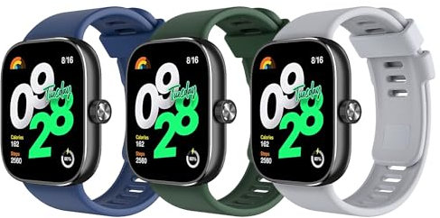 MoKo 3 Pezzi Cinturino Compatibile con Redmi Watch 5/Redmi Watch 4/Xiaomi Smart Band 9 Pro/8 Pro, Cinturino Sportivo di Ricambio in TPU Morbido per Donna Uomo, Verde Scuro+Blu Marino+Grigio
