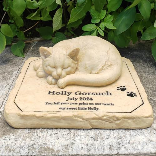 Katze Memorial Outdoor Stein Personalisierte Gedenkstein Grabstein Katze Garten Statue Haustier Memorial Geschenke Katze Grab Marker Statue Katze Sympathie Geschenke