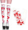 Blutige Strumpfhose Halloween Damen, Overknee-StrüMpfe Mit Blutspritzern Cosplay Socken Sexy Accessoire Karneval KostüMe Beinstulpen Mit Blut 16 Rot,One Size F