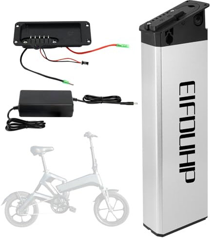 Faltrad Akku 36V / 48V 17.5Ah mit Ladegerät, Eingebauter Versteckte Ebike Akku Lithium Batterie für Faltbar Elektrofahrräder Pedelec 1000W-250W (48V 17.5Ah (420x115x55mm))