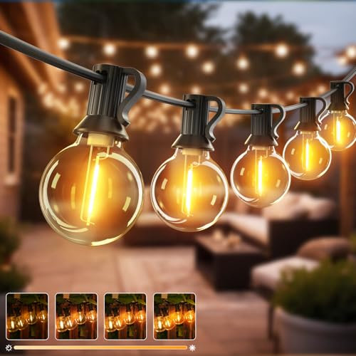 btfarm Outdoor Garden Festoon Lights Timer Dimmable 10M/30FT, Waterproof String Lights Mains Powered with 10+1 LED Shatterproof G40 Bulbs, Electric Outside Lights for Patio Gazebo Yard Wedding Party