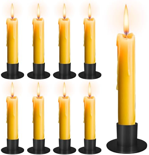 RDDAIPE 9pcs Candelabros de Metal, Φ2.5cm Negro Vintage Candelabros para Velas, Candle Holder, Candelabro Decorativos de Velas,para Ccentros de Mesa Decoracion, Boda,Cena,Fiesta Decoración del Hogar