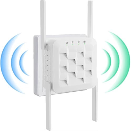 WLAN Verstärker, WLAN Repeater 300 Mbit/s 2.4 GHz,Wi-Fi-Verstärker mit 2 Ethernet-Ports, Abdeckung bis zu 200 m²,1-Tap-Einrichtung, Unterstützung WPS, funktioniert mit Allen WLAN-Routern