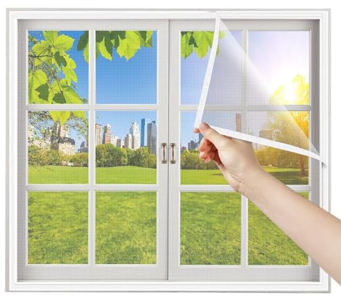 Zanzariera su Misura Universale 150x165cm Bianco Zanzariera a Tenda Per Finestra Zanzariera per Porta Ingresso Con Telaio Zanzariera per Finestra In Legno