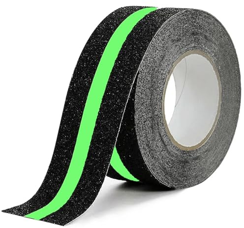 CHUANGSEED 1Roll Glow In The Dark Anti-Slip Tape 50mm x 10m Safety High Fluorescent Friction Self-Adhesive Tape for Stairs,Fluorescent Tape, Home, Office, Workshop Use