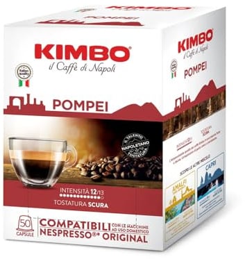 Kimbo Pompei 50 Kapseln, Kompatibel mit Nespresso Original, dunkle Röstung, Kaffekapseln