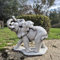 FABRIQ Elefanten Figur, mit Baby – Schwarz, 24 cm, Steinfigur, Elefant, Handbemalt, Dekoration für Haus und Garten, frostsicher aus Steinguss für Außenbereich