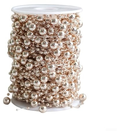 Yuanpgky 10 m lange Weihnachts-Perlenkette, Weihnachtsbaum-Dekorationskette, hängende Perlen-Girlande, Dekoration für Weihnachtsdekoration (Champagner)