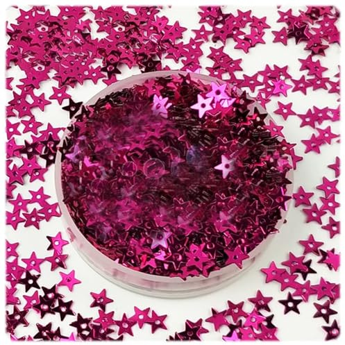 Star Loose Sequins Bead 20g Rose Red Glitter Star Table Confetti,Star Confetti with Hole,Metallic Foil Stars for Sewing Dresses,Stage Decorations(About 4000 Pieces)