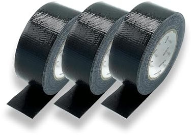 Tickitape Black Gaffa Tape 3 Pack, Single Sided Carpet Tape 50m Roll