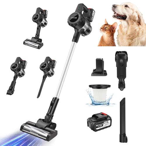 3-in-1 Cordless Vacuum Cleaner, 140W/15KPa Upright Handheld Stick Vacuum with 3000mAh Battery, LED Light, Up to 40 Mins Runtime, Self-Standing Lightweight Vacuum Cleaner for Carpet/Hard Floor/Pet Hair