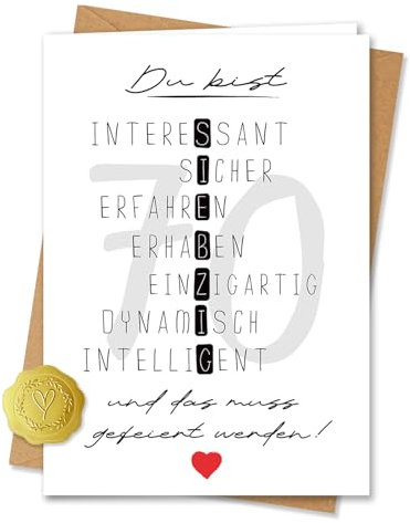 Vielucks Besondere Geburtstagskarte 70 Jahre Mann Frau Inkl. Umschlag und Aufkleber, Lustig Geburtstag Geschenk für 70 Geburtstag Frauen Männer, Rätselkarte 70. Geburtstag Mann Frau (70 Jahre)