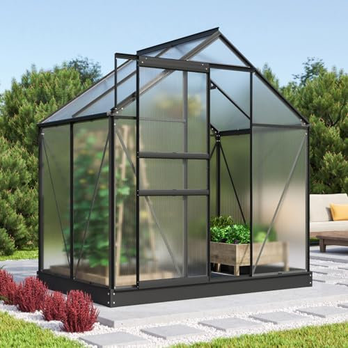 Vitavia Gewächshaus Comet 2500, schwarz, 2,5 m², 4 mm HKP | Wetterfestes & stabiles Treibhaus | Perfekt für Gemüse & Pflanzen | Robust & langlebig
