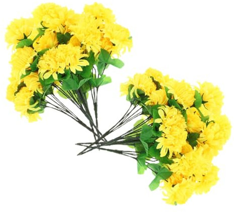 Ciieeo 8stücke Teiliges Künstliches Chrysanthemen-Bouquet Gelb Langlebig Für Friedhofsdekoration Wetterbeständig Realistische Grabblumen Für Gedenkfeiern Dauerhafte Memorial Flowers