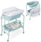 DREAMADE 2 in 1 Wickeltisch & Badewanne mit Gestell, Wickeltisch Klappbar, Wickelkommode auf Rollen mit Bremsen, Badestation Baby ab Geburt bis 15 kg (Blau)