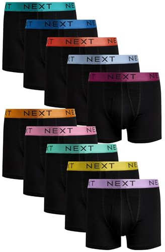 NEXT Herren Boxershorts A-Front, 10er-Pack Black Bright Colour Shiny Waistbands m