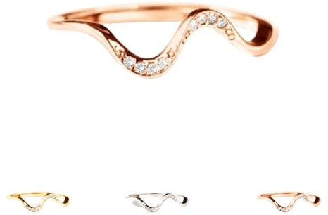 Matching Minimalist Wave Ring, s925 Sterling Silver Self Love Highs and Lows Personalized Ring, Ups and Downs Stacking Encouraged Jewelry for Women Best Bitches Rings for Best Friends (Rose gold,8)